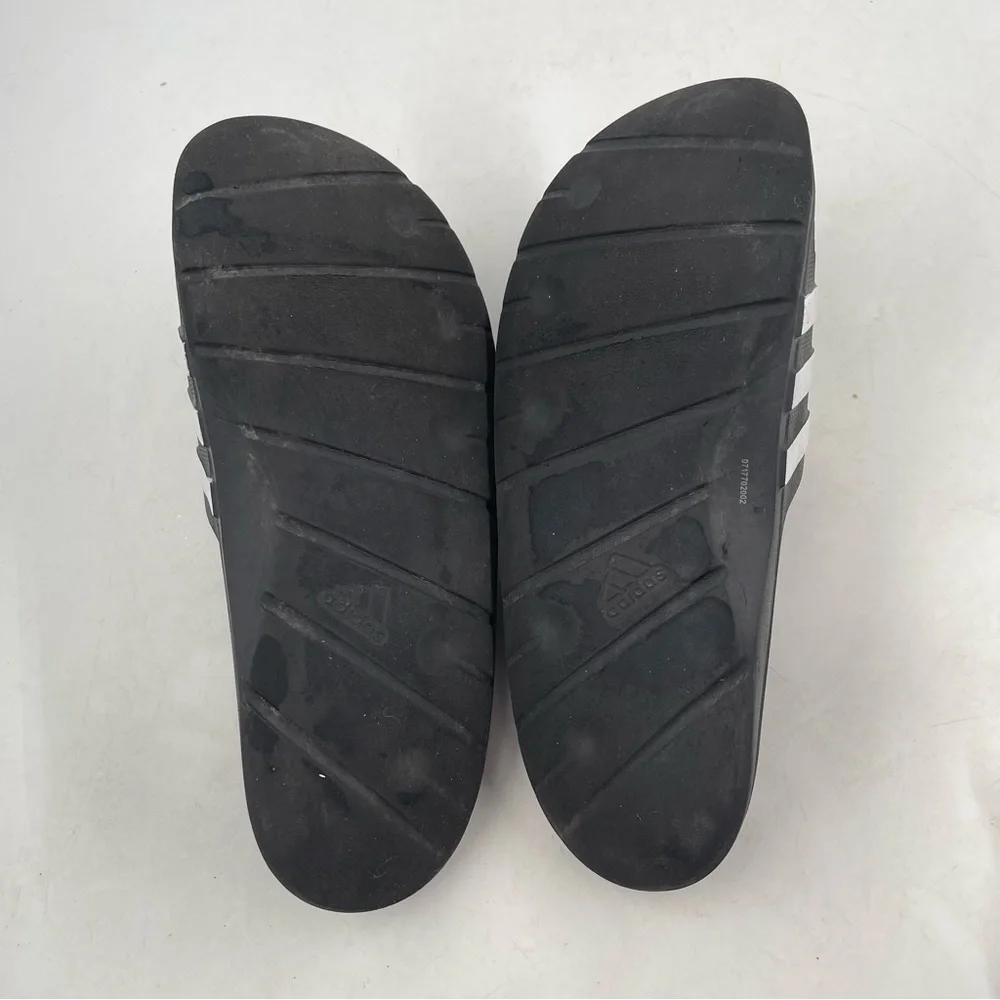 Adidas Kids Adilette -Size 6Y- Black White Comfort Shower Vacation Slide Sandals